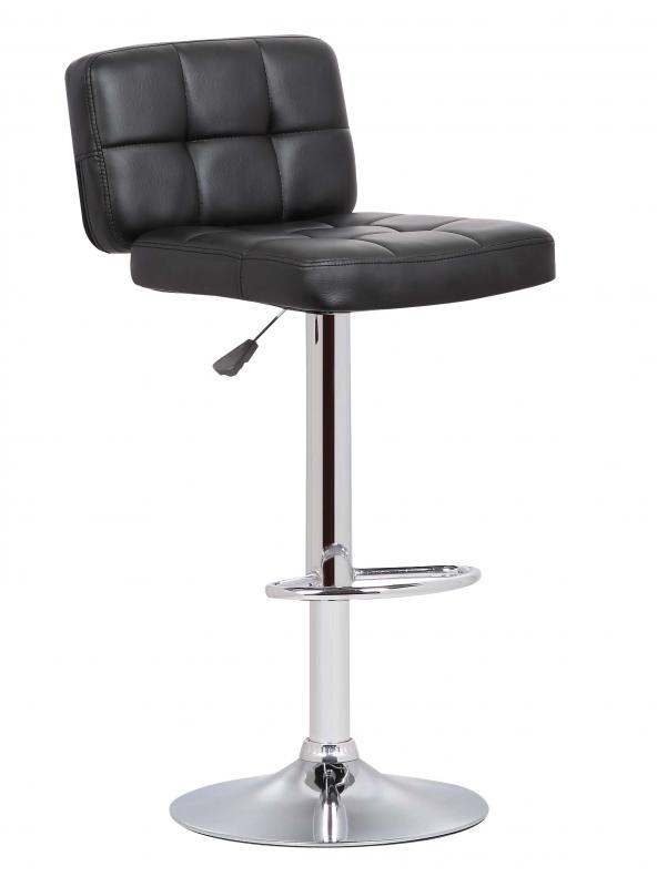 Hudson Swivel Bar Chair With Gas Lift in Black Faux Leather - Click Image to Close